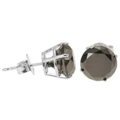 Designer 4 mm Black Diamond Necklace with Sterling Silver Pendant-Great Shine & Luster! FREE Studs