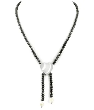 Designer 4 mm Black Diamond Necklace with Sterling Silver Pendant-Great Shine & Luster! FREE Studs