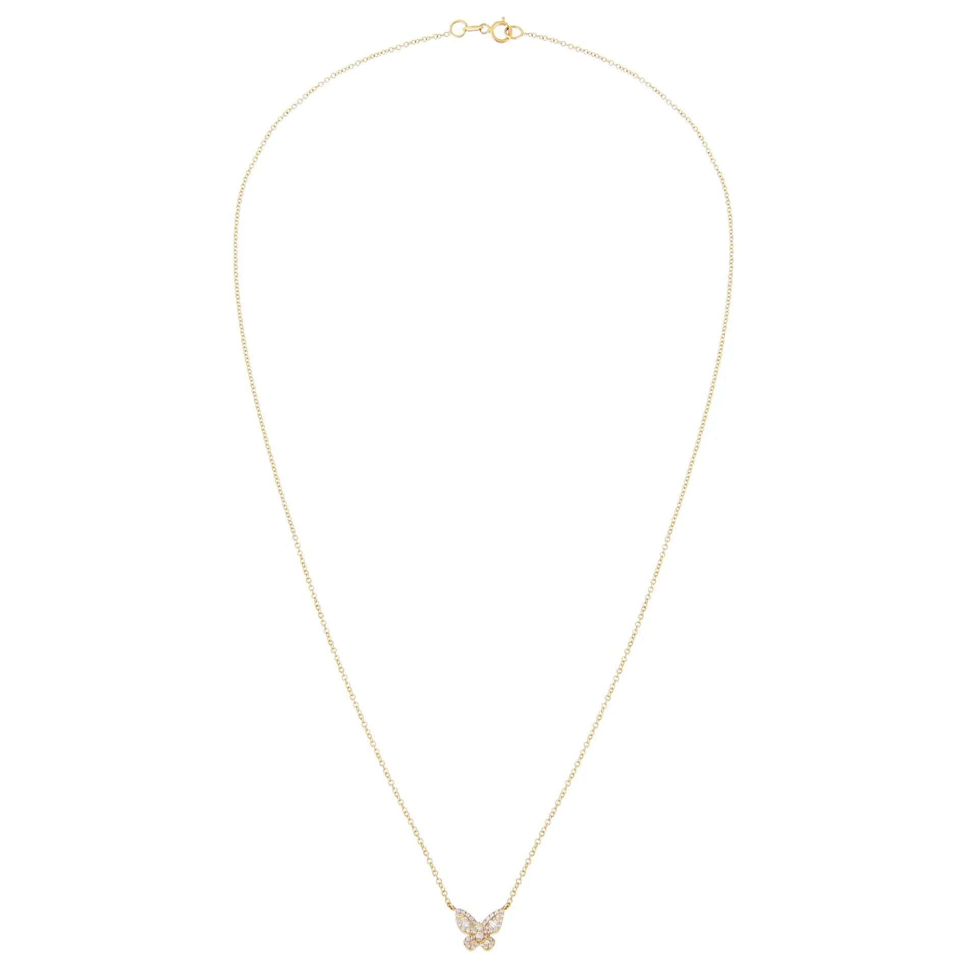 Diamond Baguette Butterfly Necklace 14K