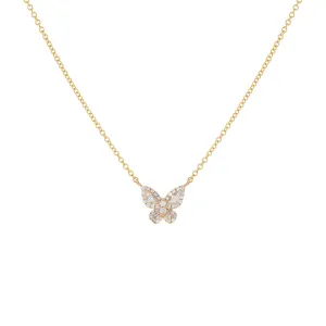 Diamond Baguette Butterfly Necklace 14K