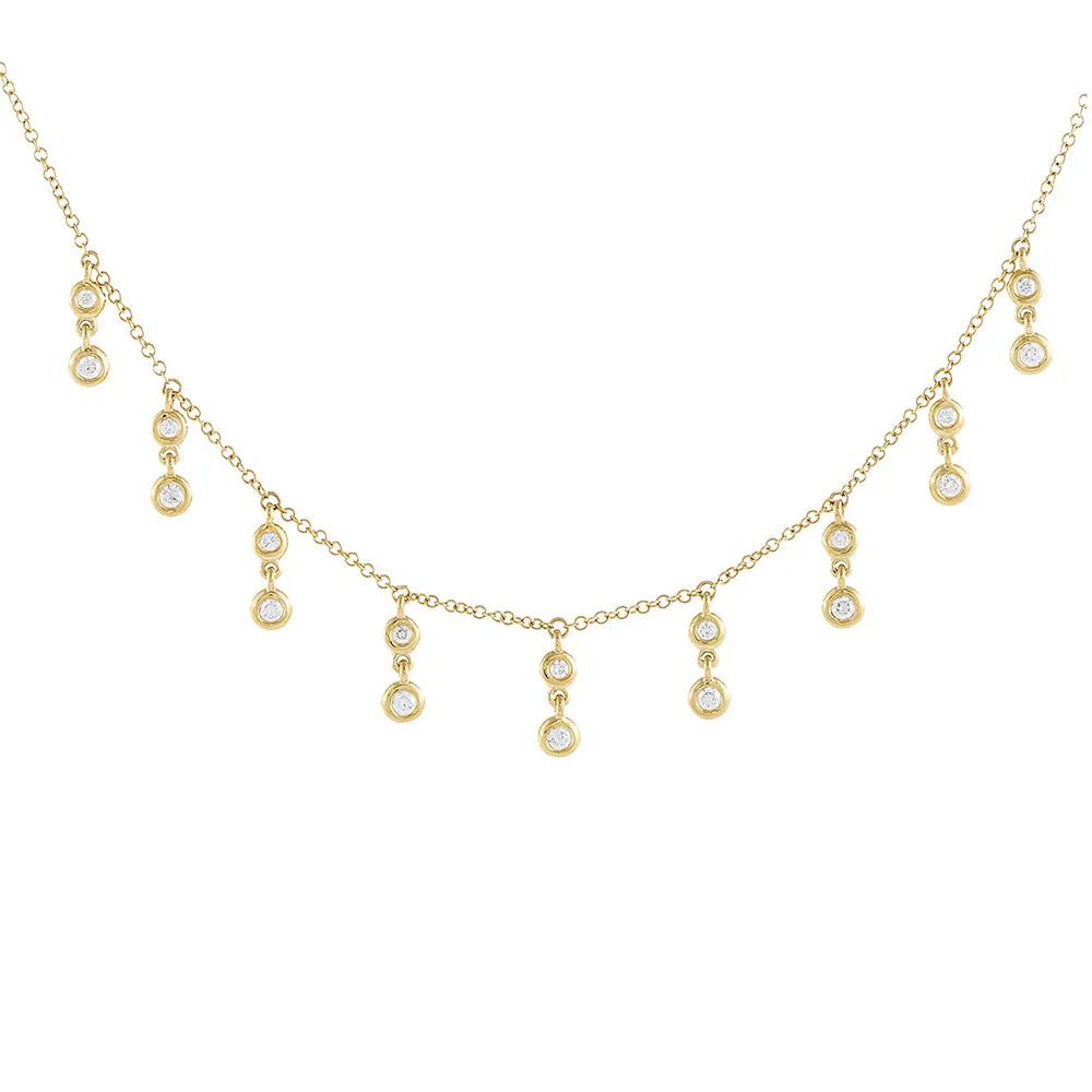 Diamond Bezel Dangle Choker 14K