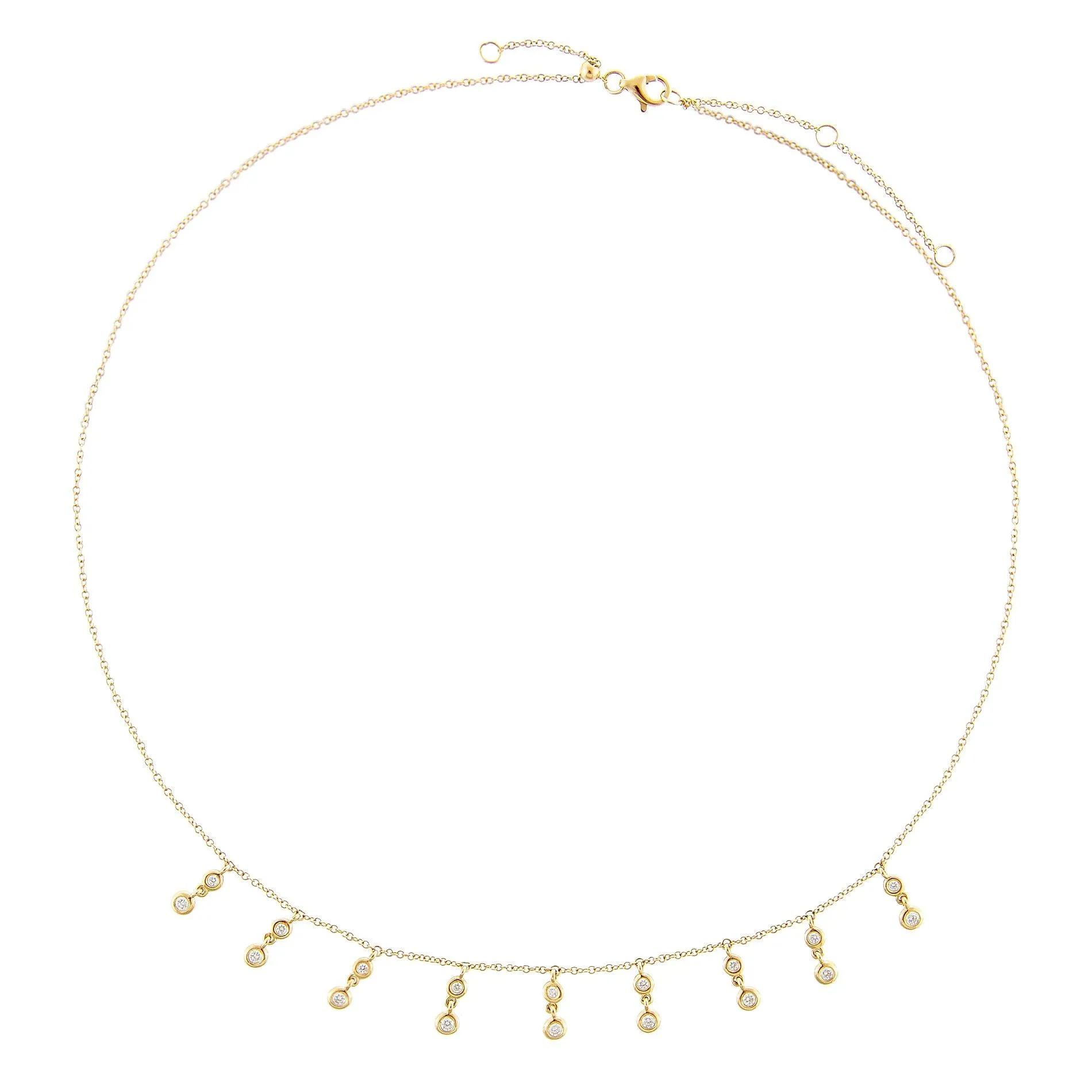 Diamond Bezel Dangle Choker 14K