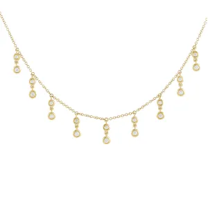 Diamond Bezel Dangle Choker 14K