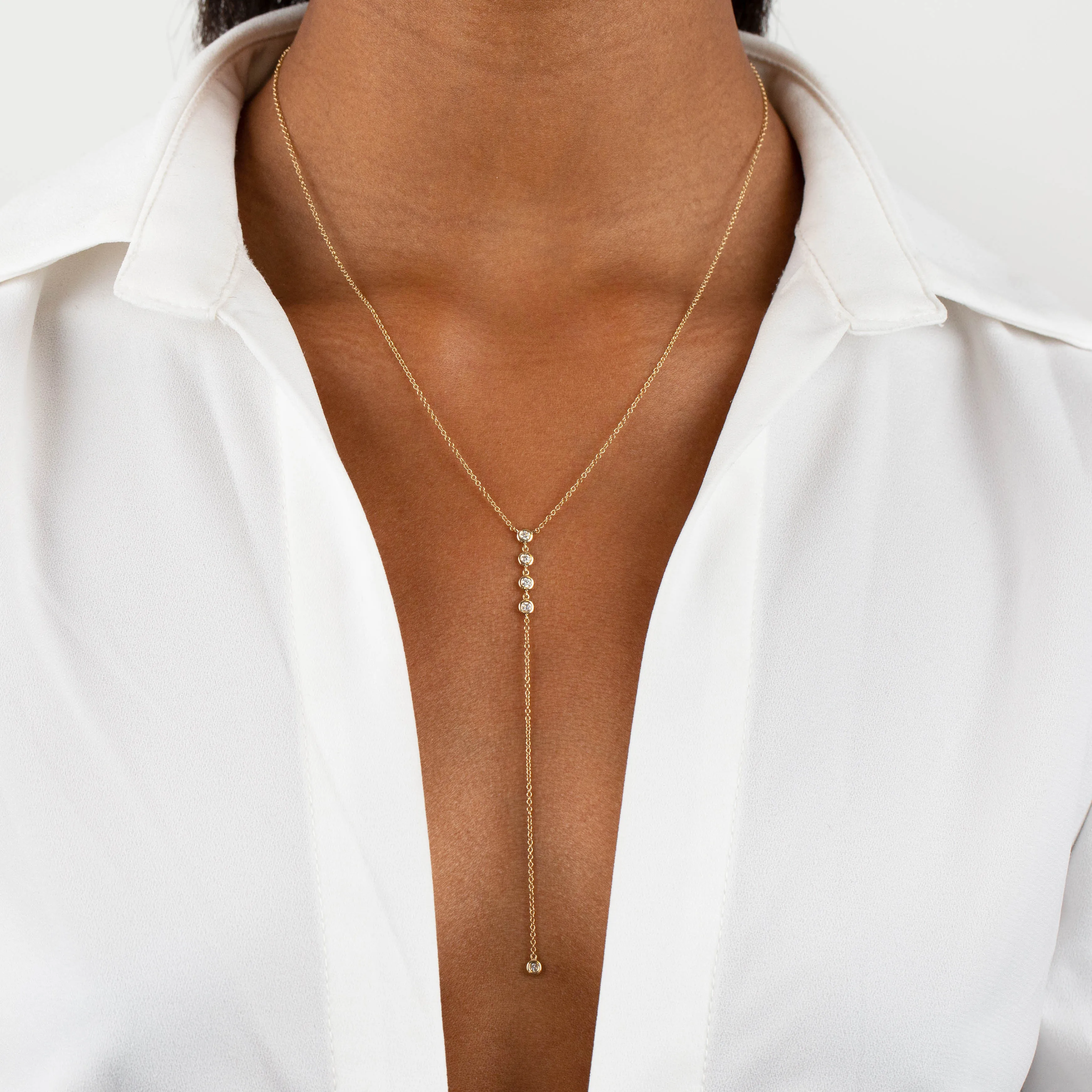 Diamond Bezel Lariat 14K