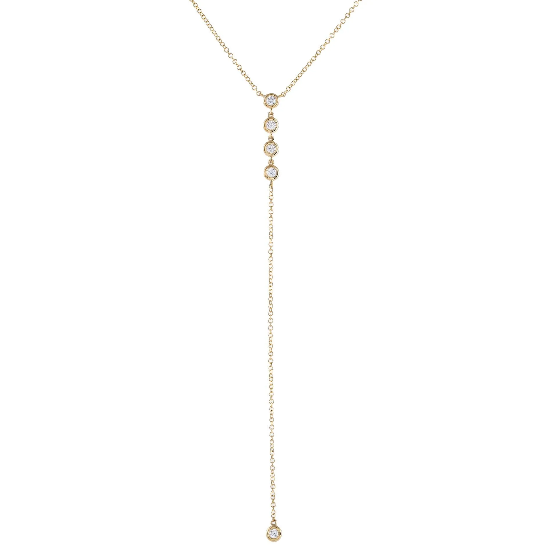 Diamond Bezel Lariat 14K
