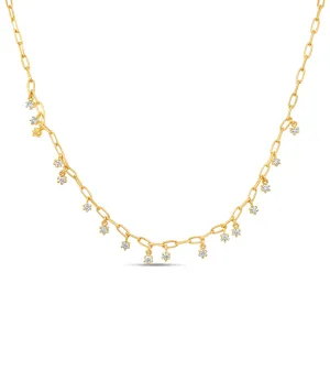 Diamond Charm Paperclip Chain Necklace