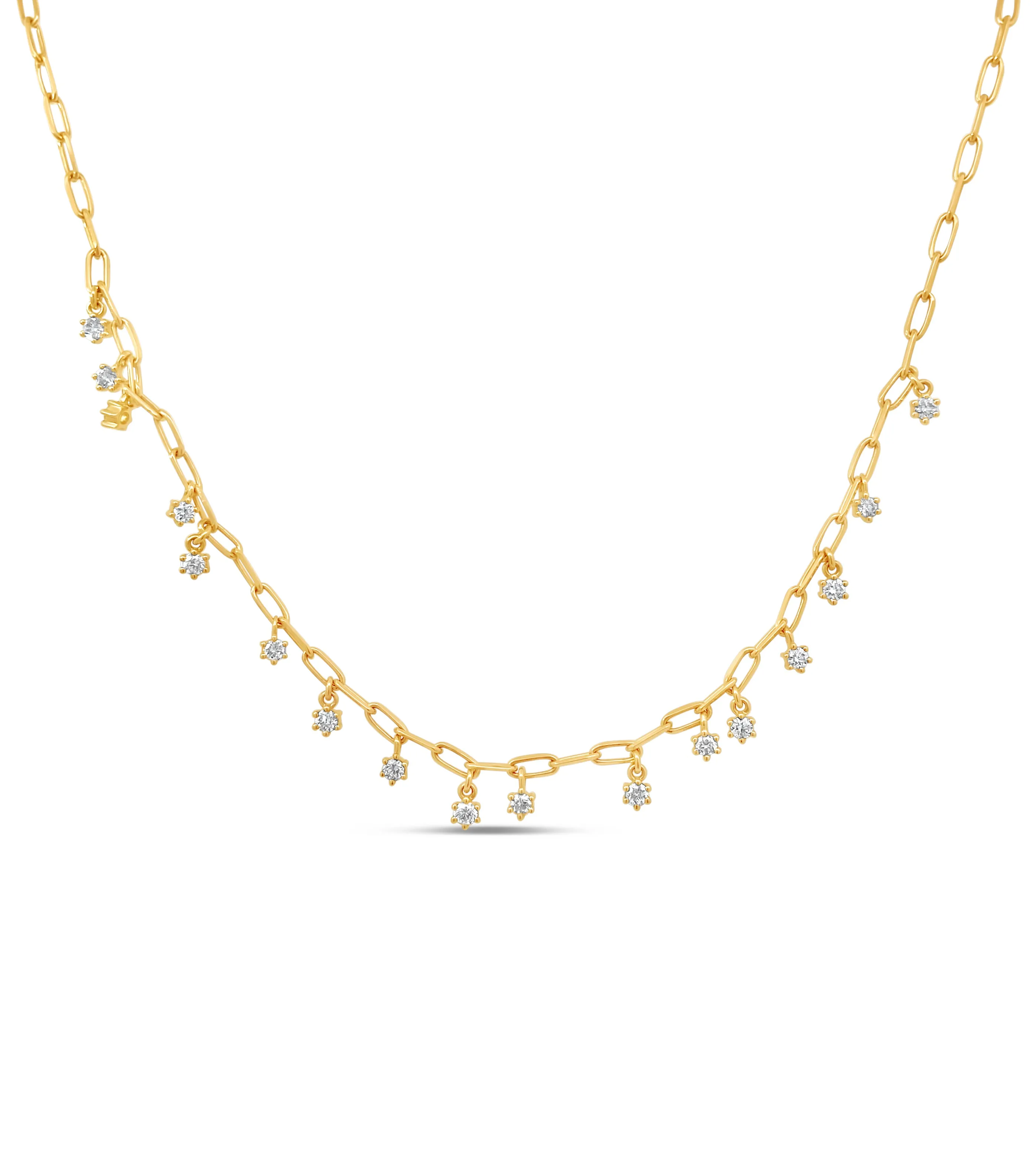Diamond Charm Paperclip Chain Necklace