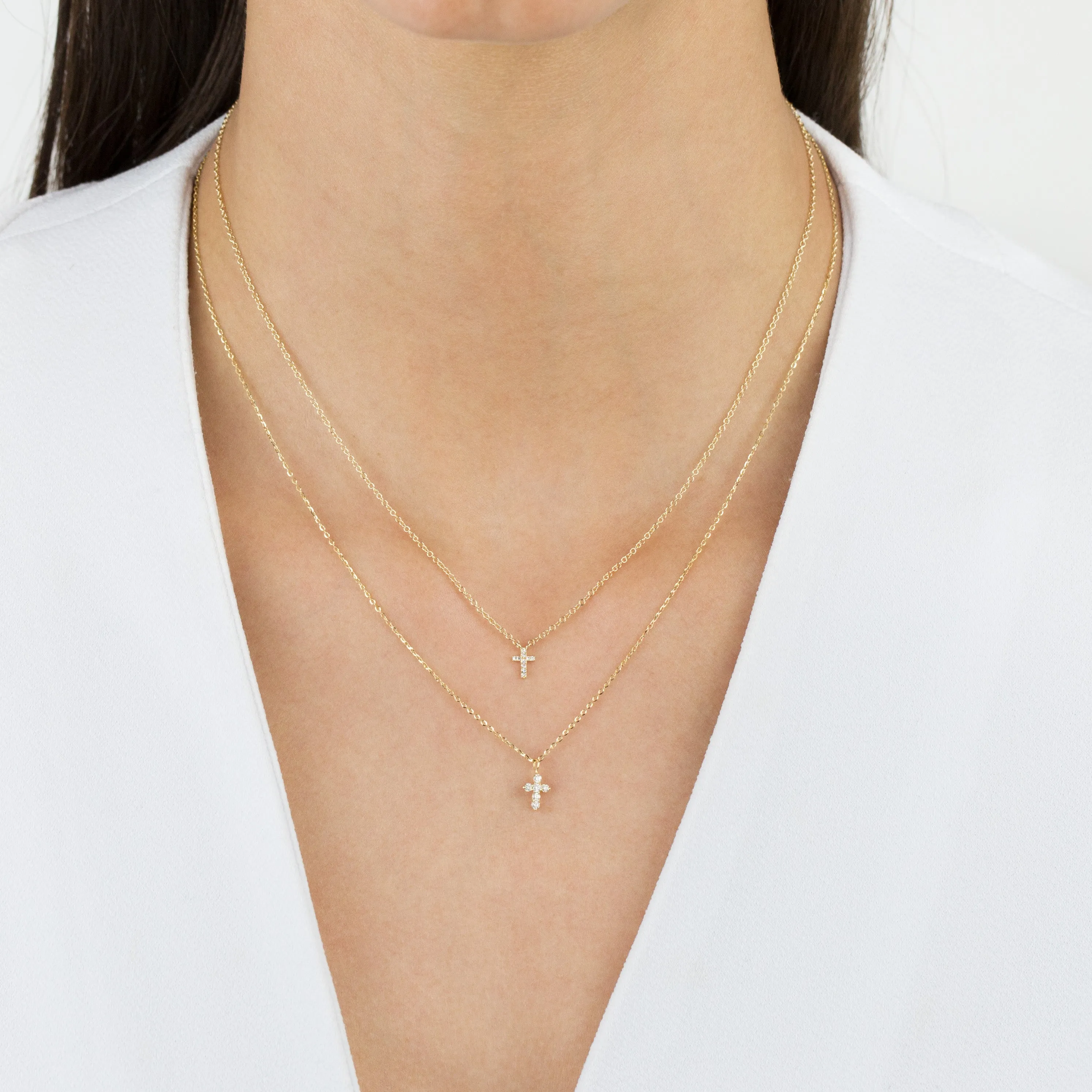 Diamond Cross Necklace 14K