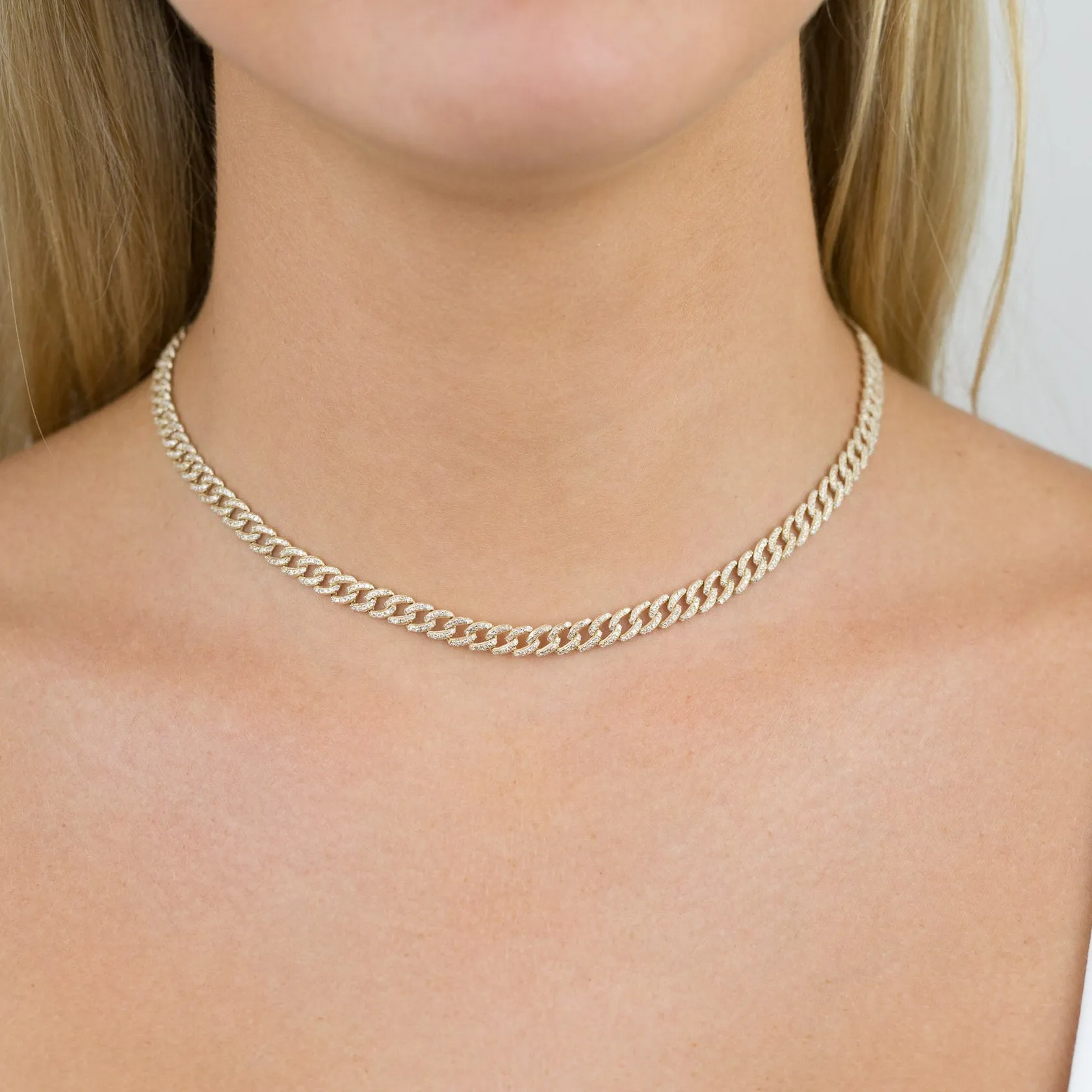 Diamond Cuban Chain Choker 14K
