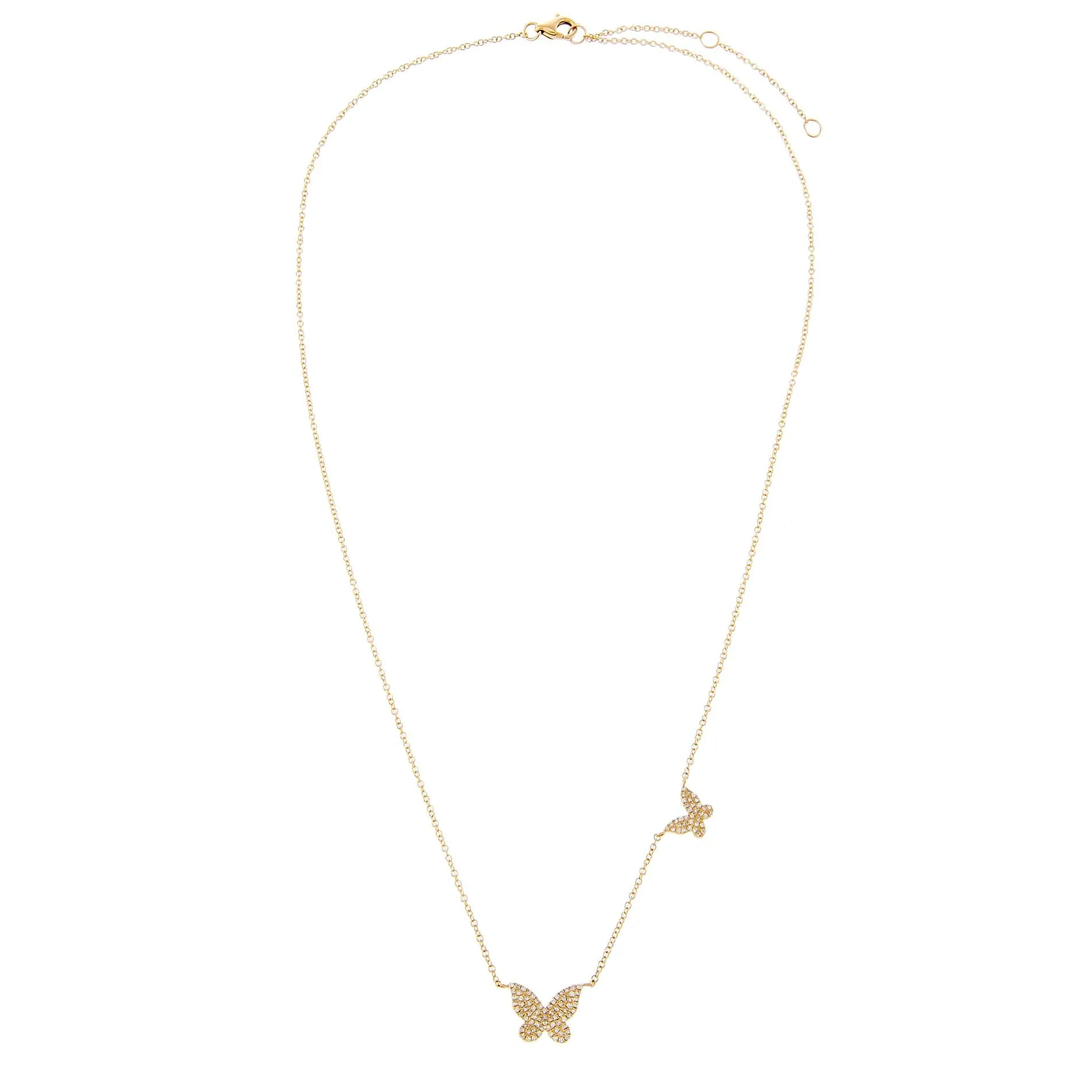 Diamond Dainty Double Butterfly Necklace 14K