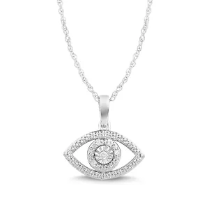 Diamond Evil Eye Necklace in Sterling Silver
