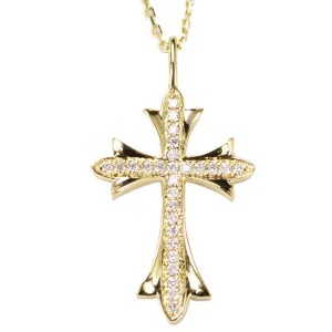 Diamond Gothic Cross Pendant Necklace