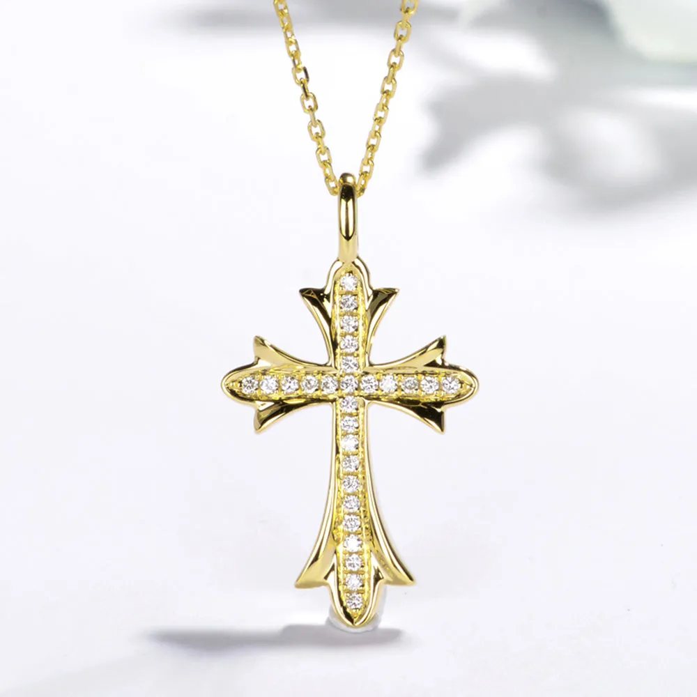Diamond Gothic Cross Pendant Necklace