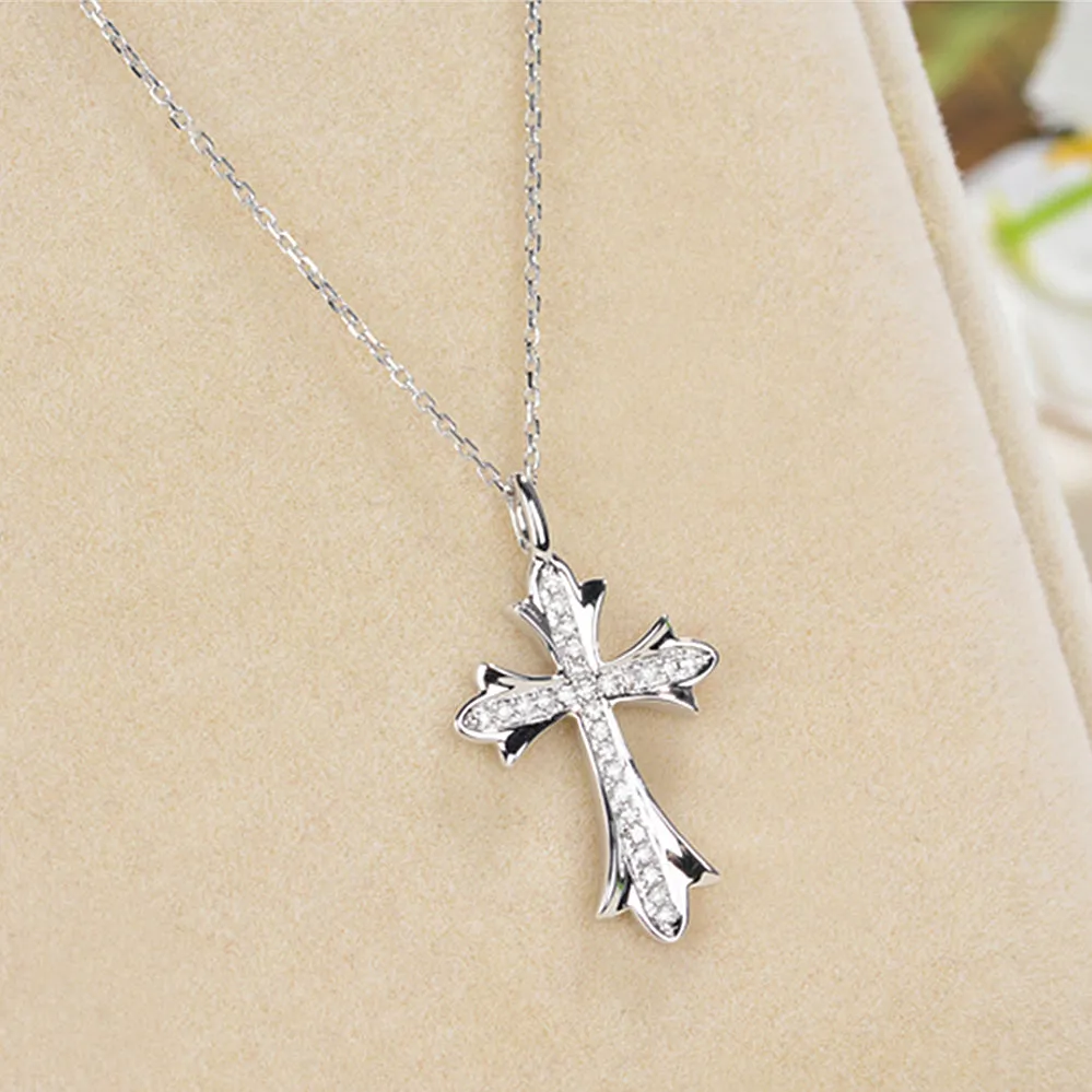 Diamond Gothic Cross Pendant Necklace