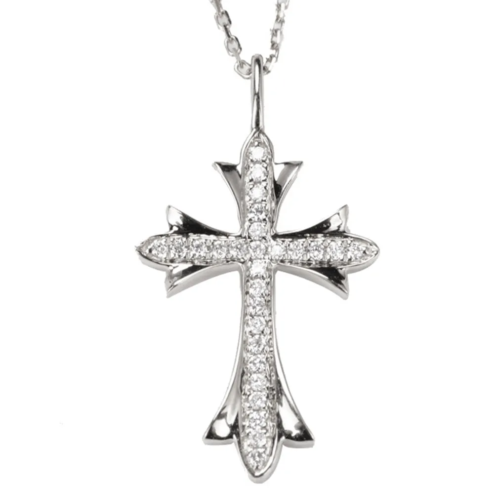 Diamond Gothic Cross Pendant Necklace