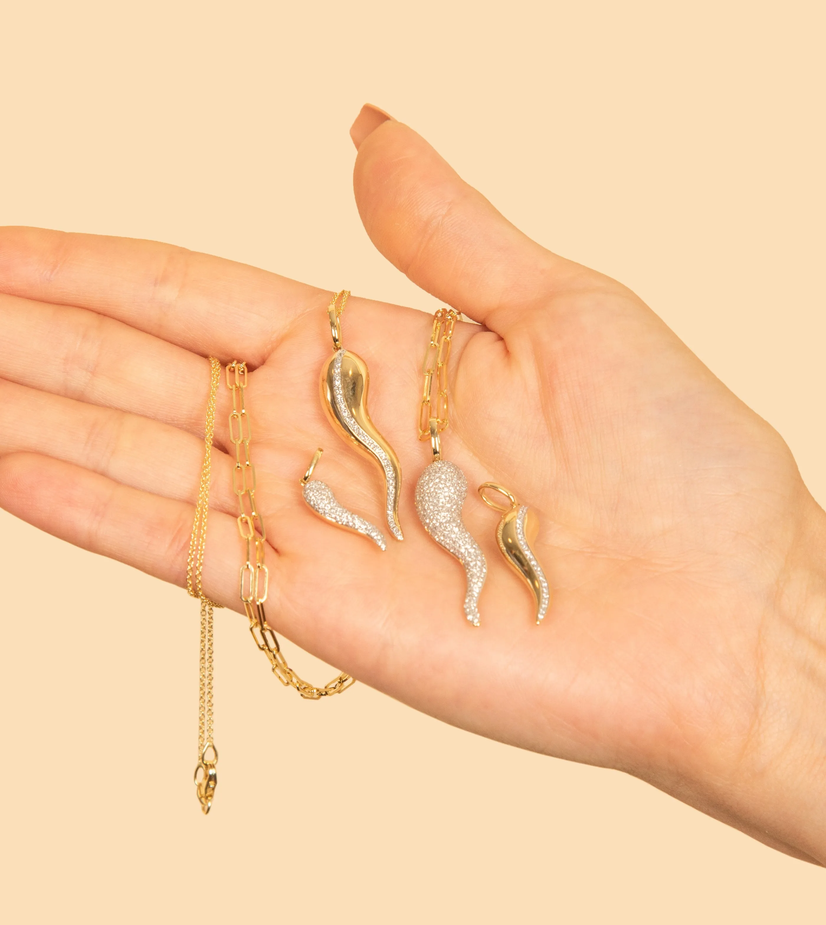 Diamond Italian Horn Cornicello Necklace