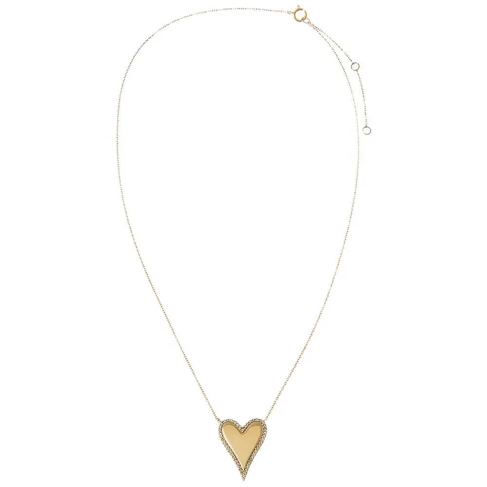 Diamond Pave Outlined Elongated Necklace 14K