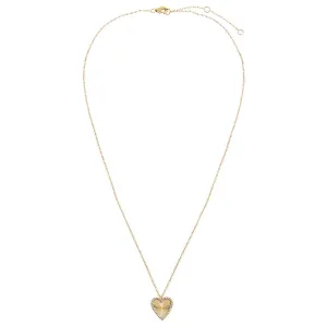 Diamond Pave Ridged Heart Pendant Necklace 14K