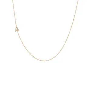 Diamond Pave Sideway Initial Necklace 14K