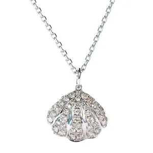 Diamond Sea Shell Pendant Necklace
