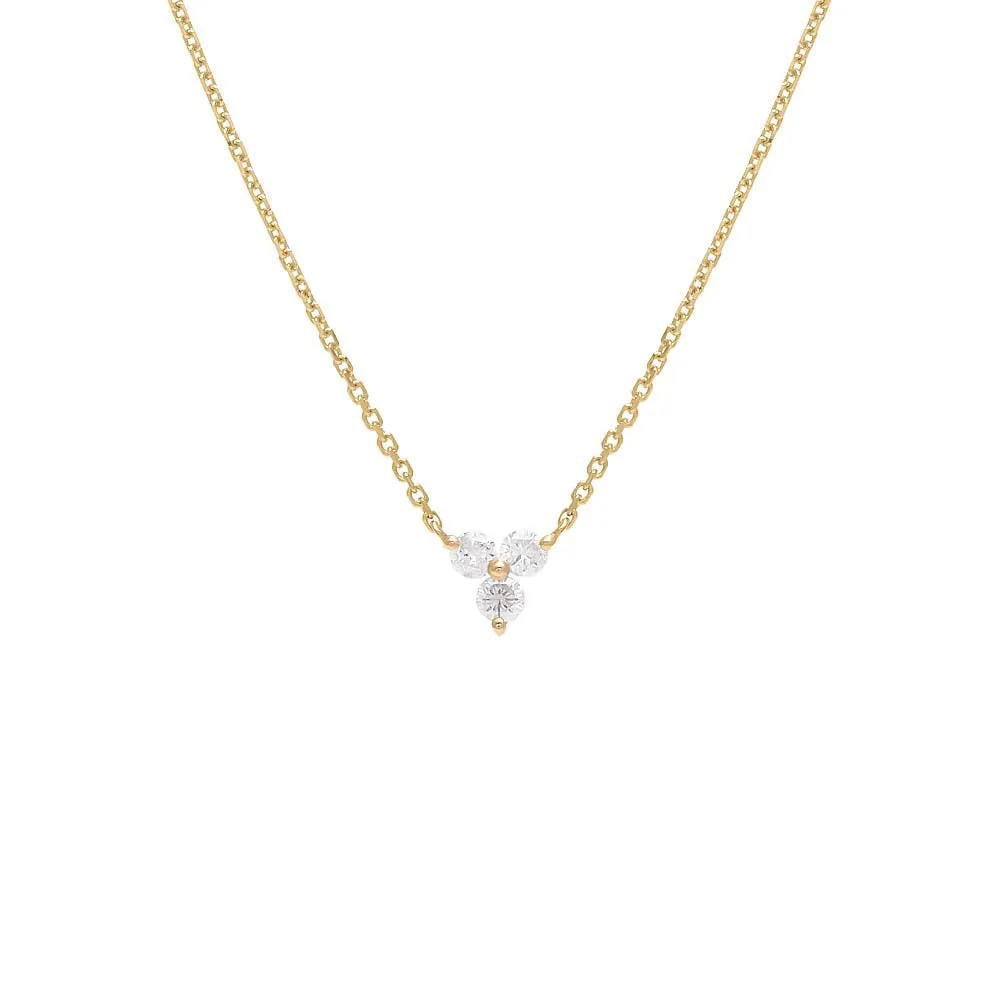 Diamond Trio Cluster Necklace 14K