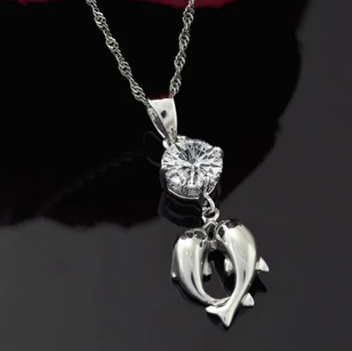 Dolphin Crystal and Sterling Silver Necklace
