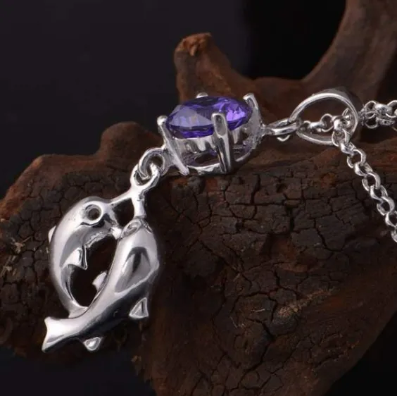 Dolphin Crystal and Sterling Silver Necklace