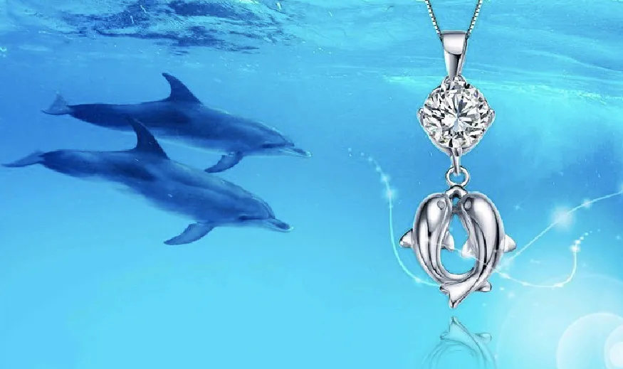 Dolphin Crystal and Sterling Silver Necklace