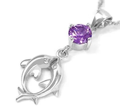 Dolphin Crystal and Sterling Silver Necklace