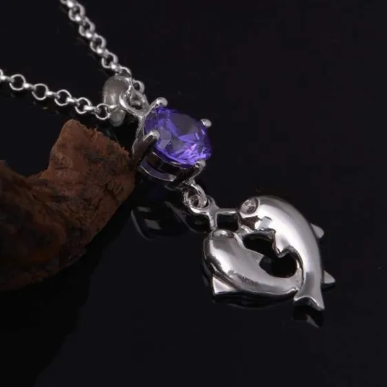 Dolphin Crystal and Sterling Silver Necklace