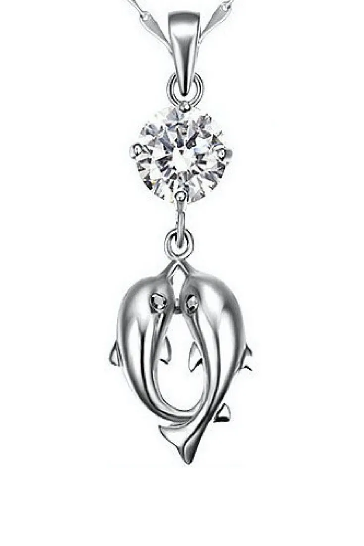 Dolphin Crystal and Sterling Silver Necklace