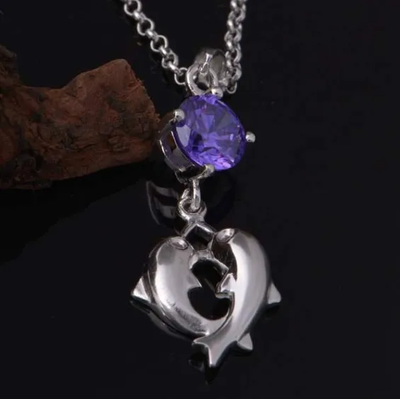 Dolphin Crystal and Sterling Silver Necklace