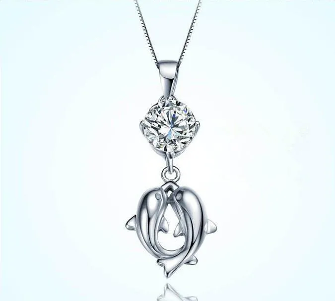 Dolphin Crystal and Sterling Silver Necklace