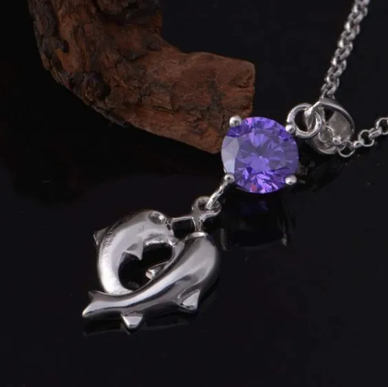 Dolphin Crystal and Sterling Silver Necklace