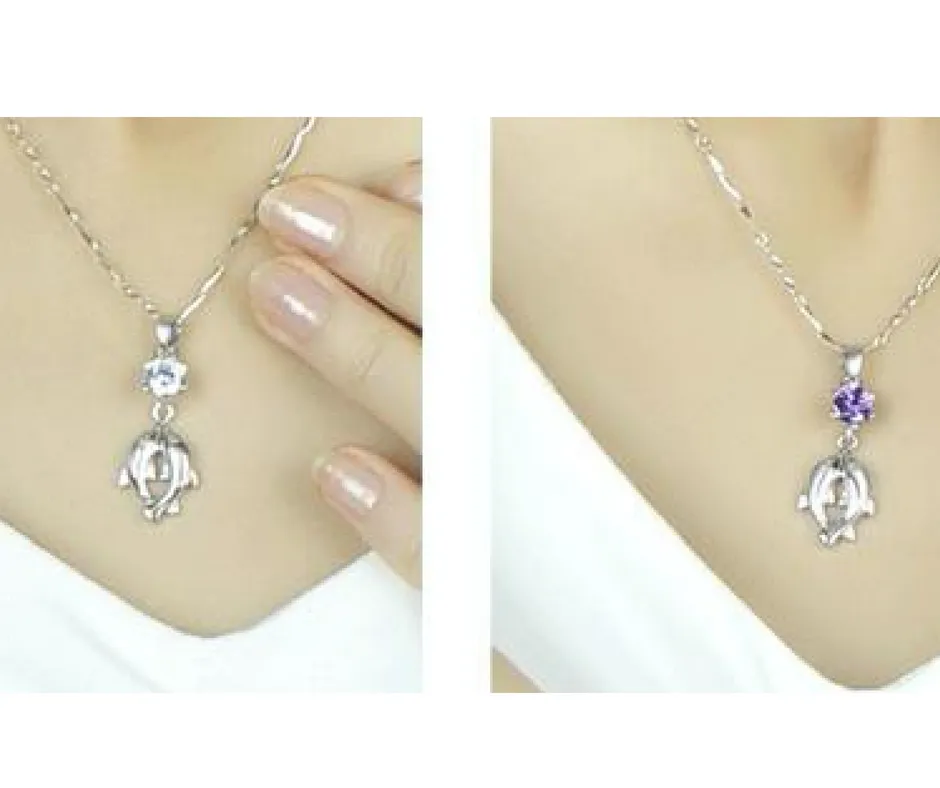 Dolphin Crystal and Sterling Silver Necklace