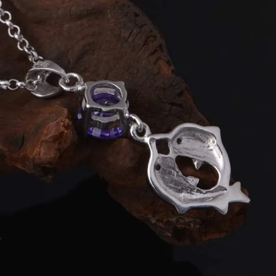 Dolphin Crystal and Sterling Silver Necklace