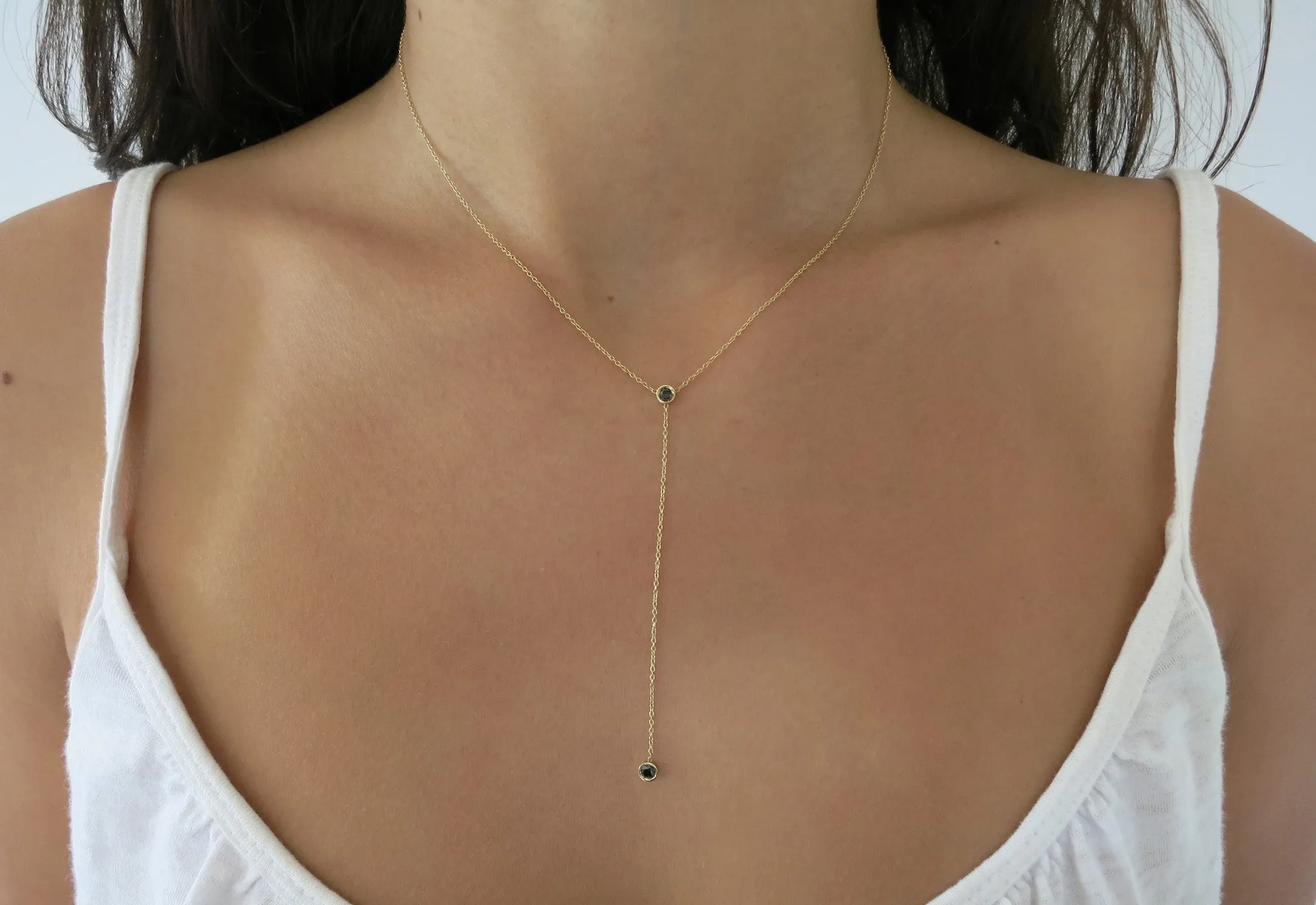 Double Black Diamond Drop Necklace