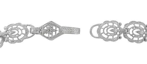 Edwardian Filigree Drop Pendant Necklace with Black Onyx and Diamond in Sterling Silver