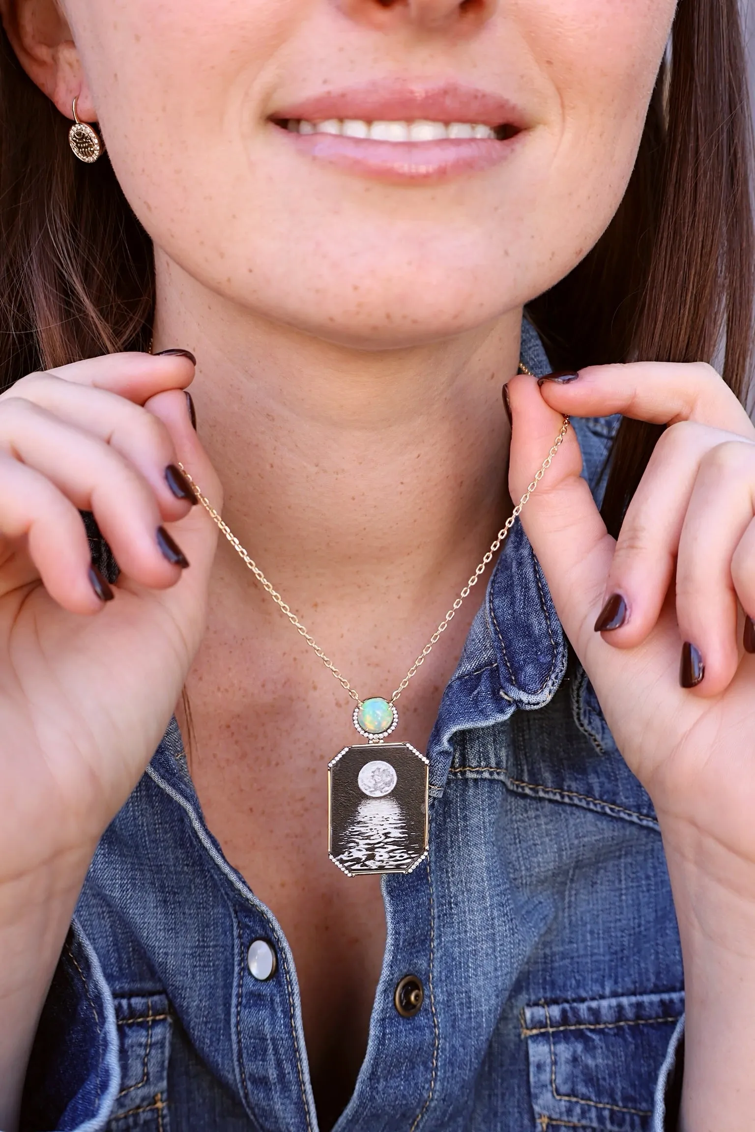 Egypt Moon Reflection Miniature Painting Necklace