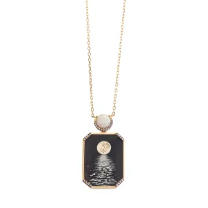 Egypt Moon Reflection Miniature Painting Necklace
