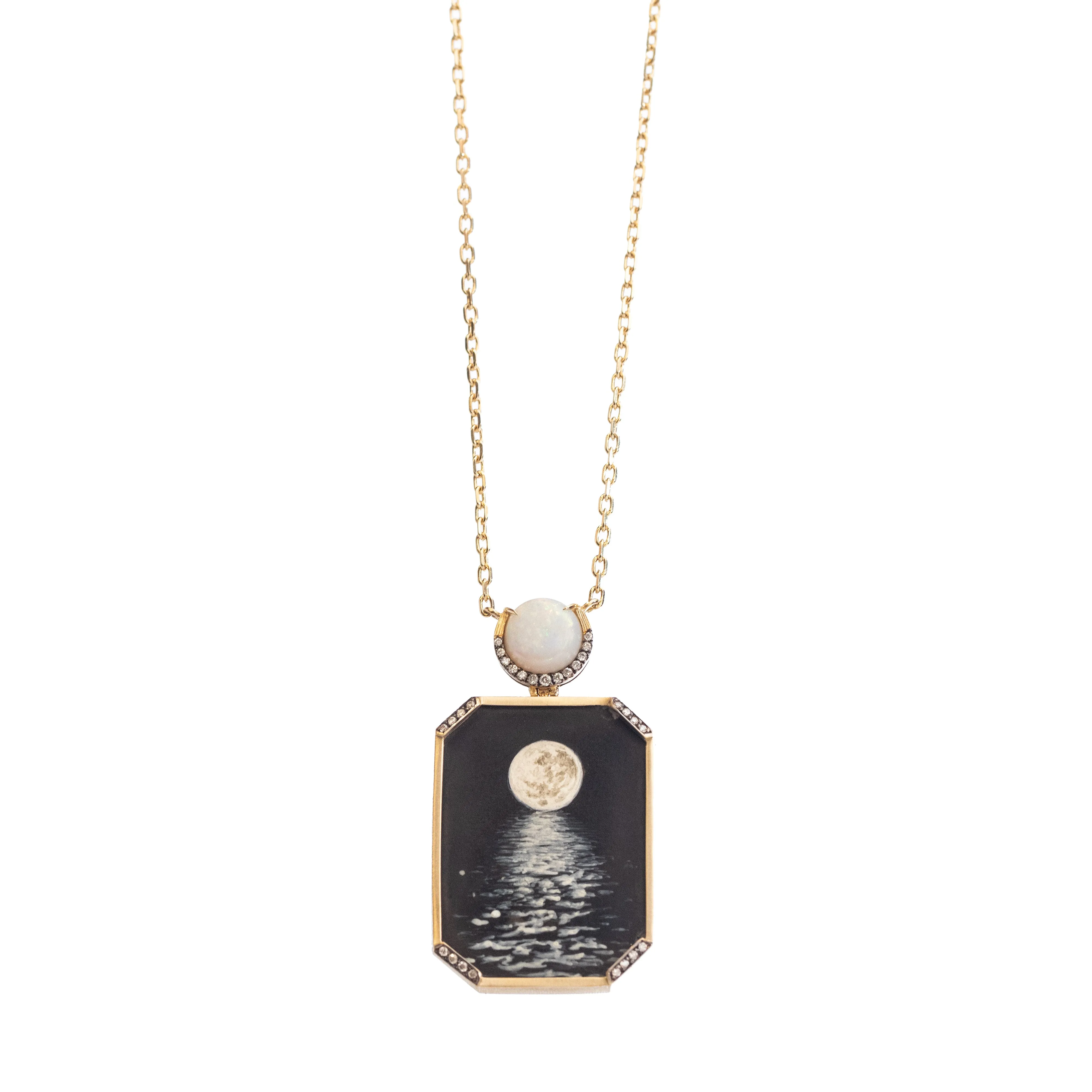Egypt Moon Reflection Miniature Painting Necklace