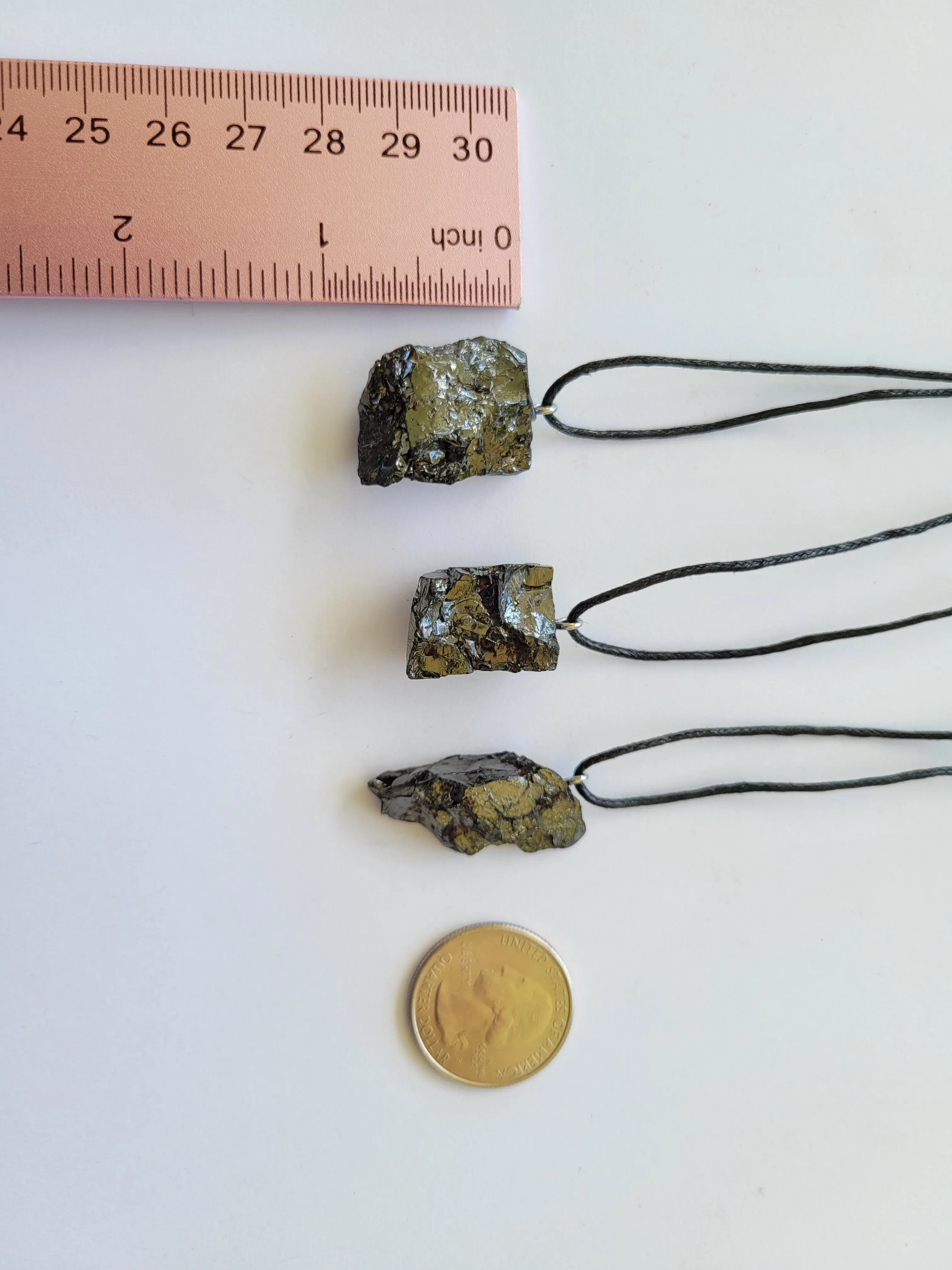 Elite Noble Raw Shungite Pendant and Cotton Cord Necklace