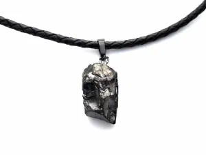 Elite Noble Raw Shungite Pendant and Leather Necklace  (3-5 grams)