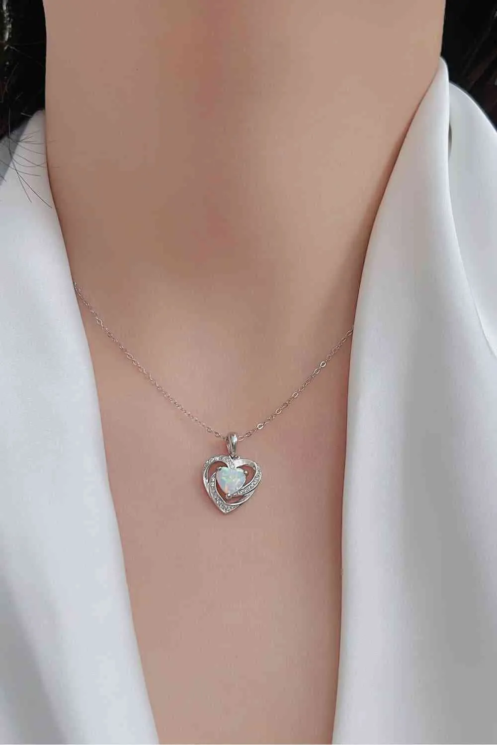 Eternal Opal Heart Pendant Necklace