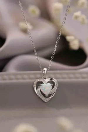 Eternal Opal Heart Pendant Necklace
