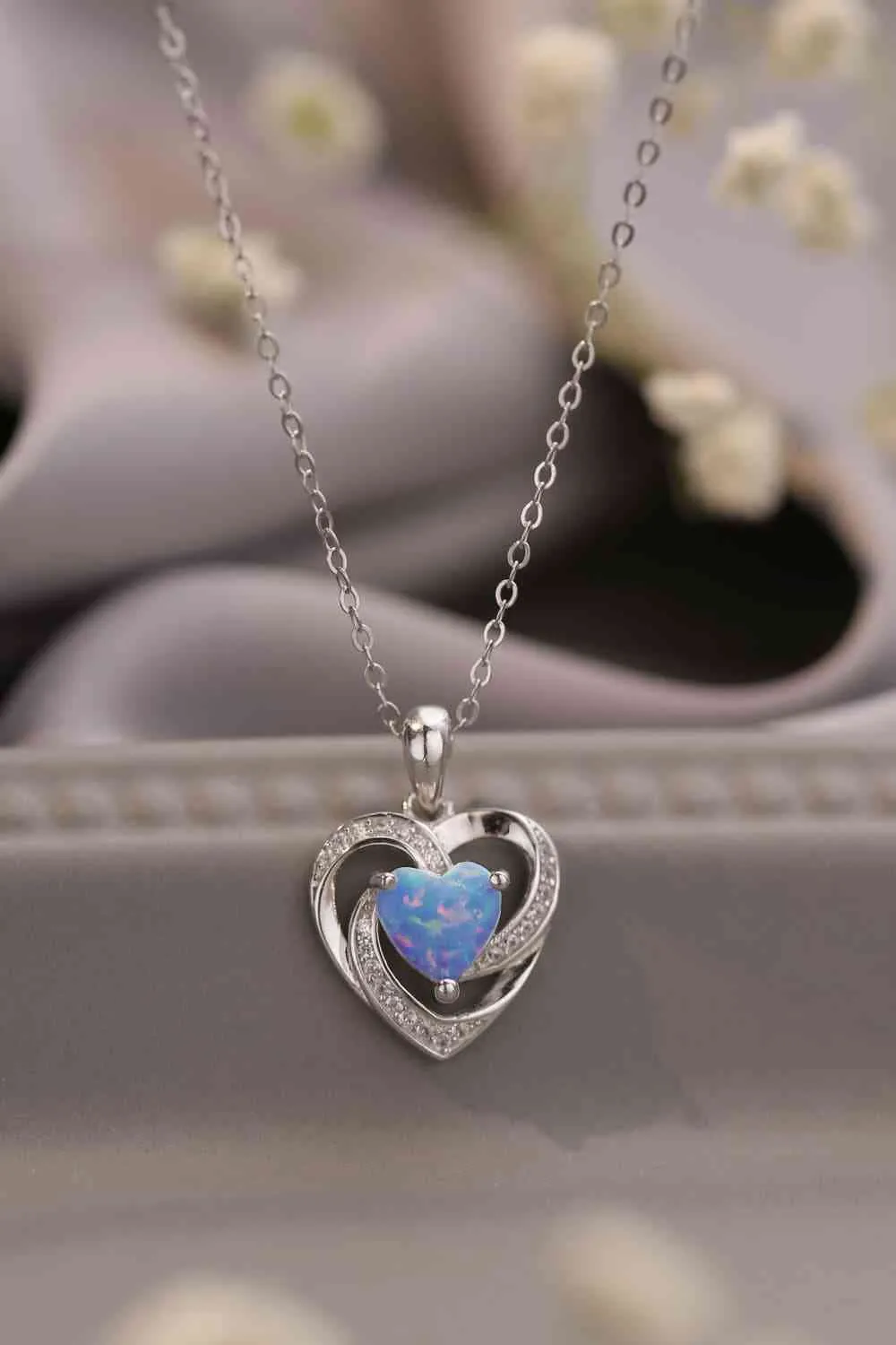Eternal Opal Heart Pendant Necklace