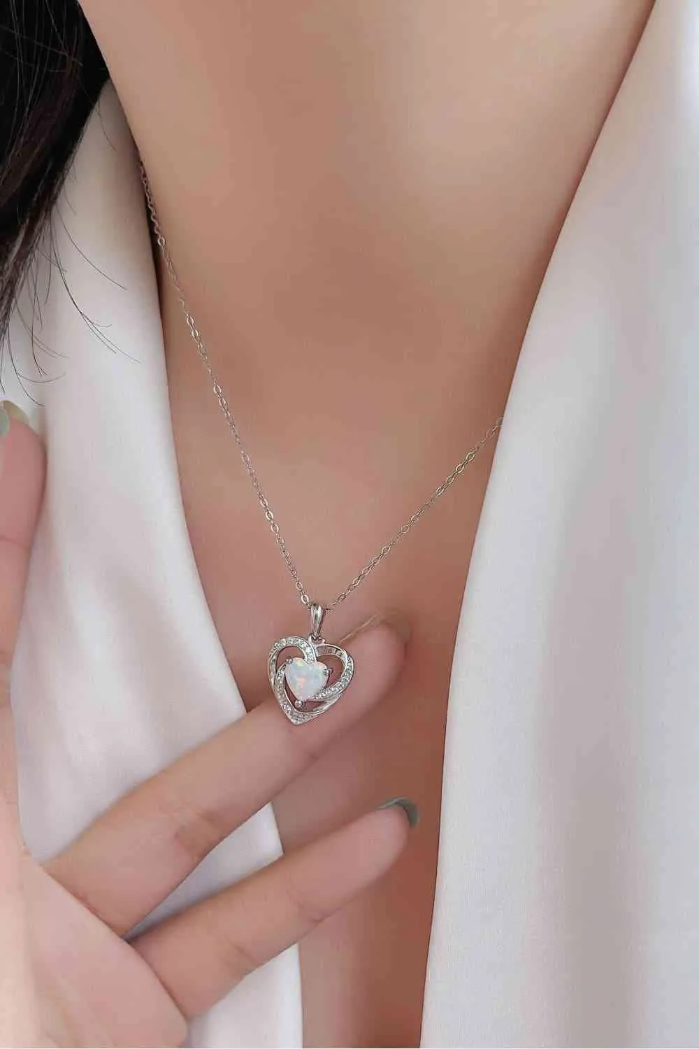 Eternal Opal Heart Pendant Necklace