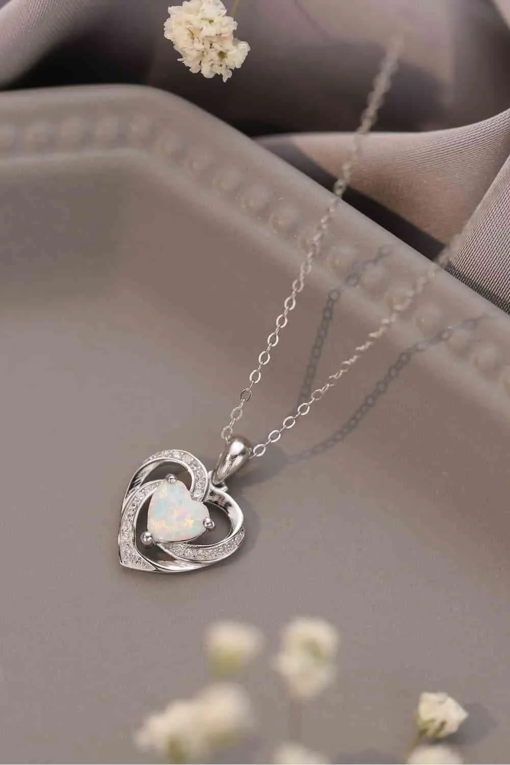 Eternal Opal Heart Pendant Necklace