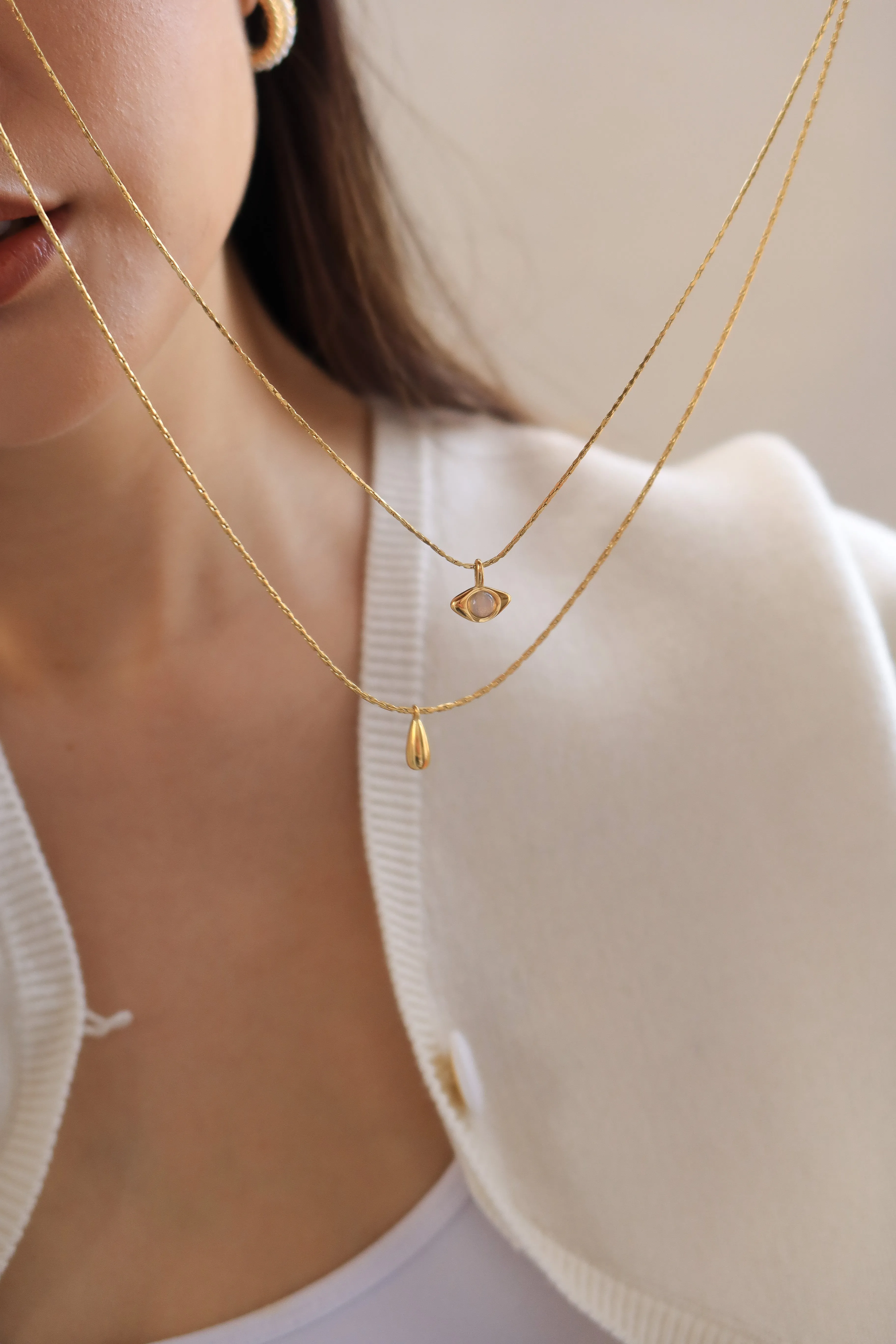 Evil Eye & Teardrop Necklace Set