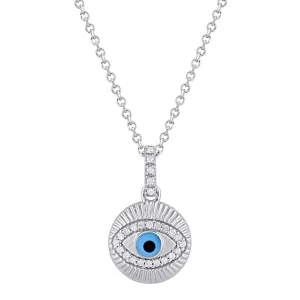 Evil Eye Necklace with 0.05ct of Diamonds in Sterling Silver